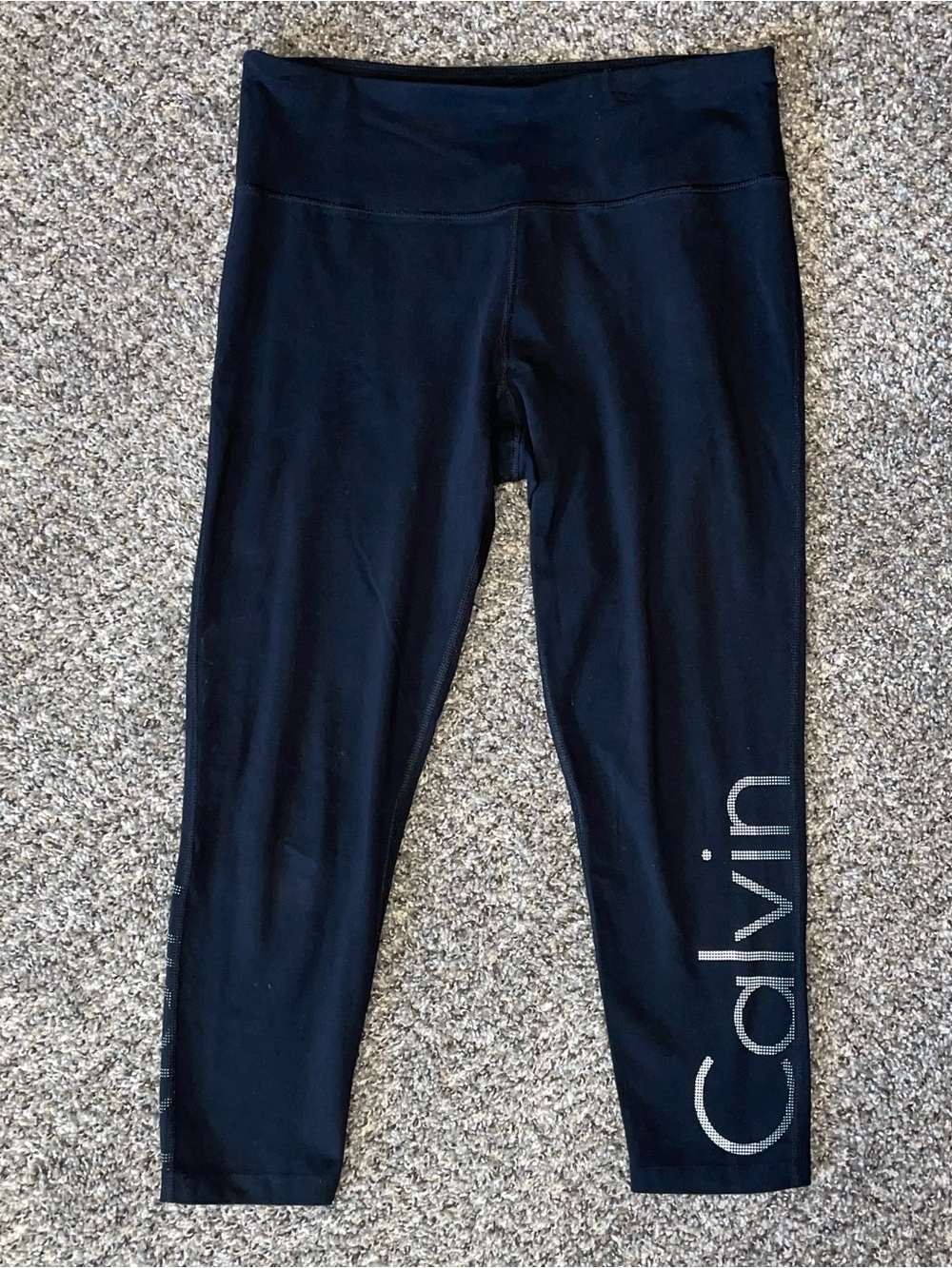 Calvin Klein Black Logo Capri Leggings Size Womens XL
